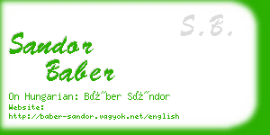 sandor baber business card